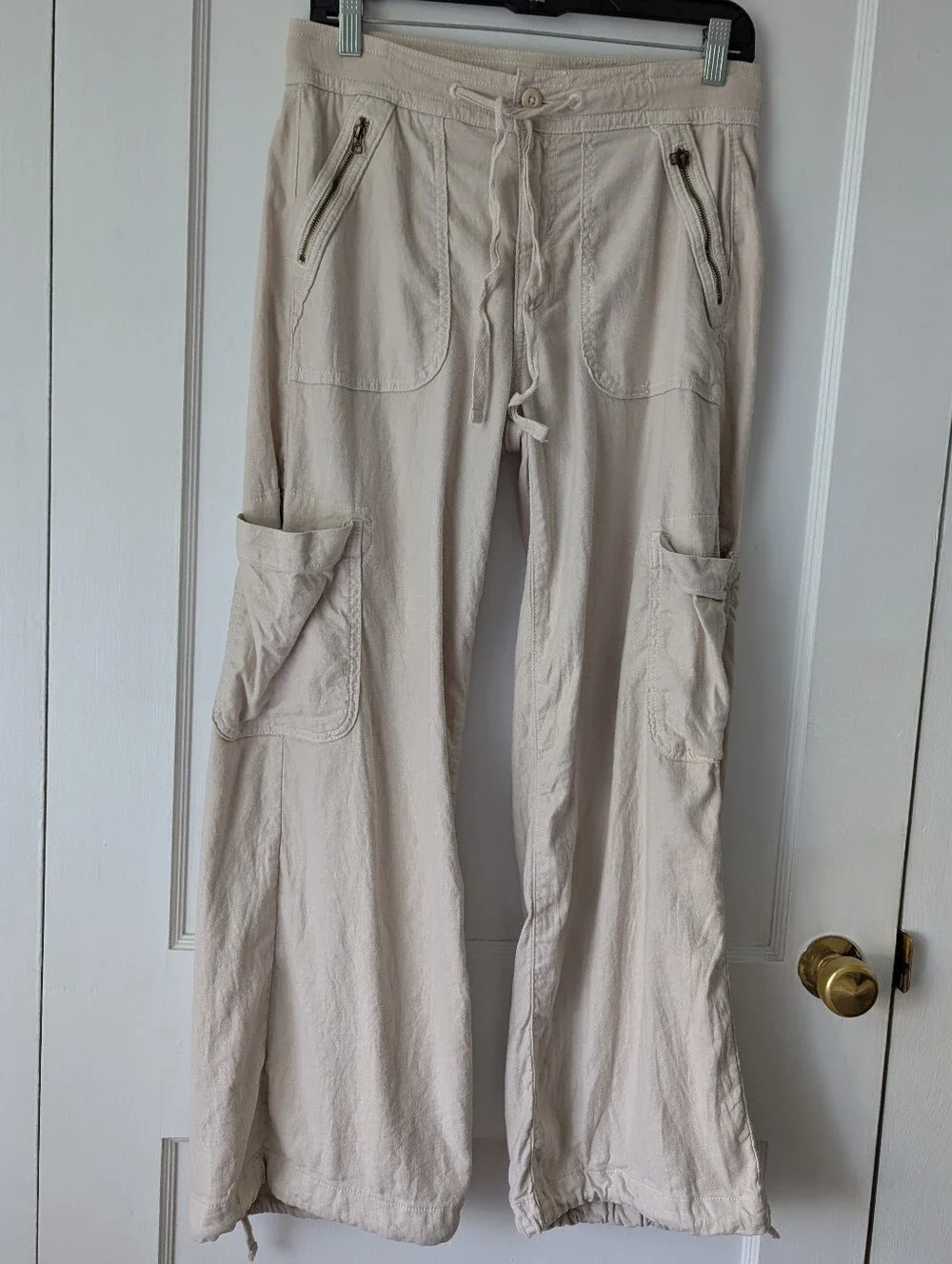 American Eagle Dreamy Drape Baggy Wide Leg Pants Linen Blend Gorpcore 4 Short - Picture 2 of 9